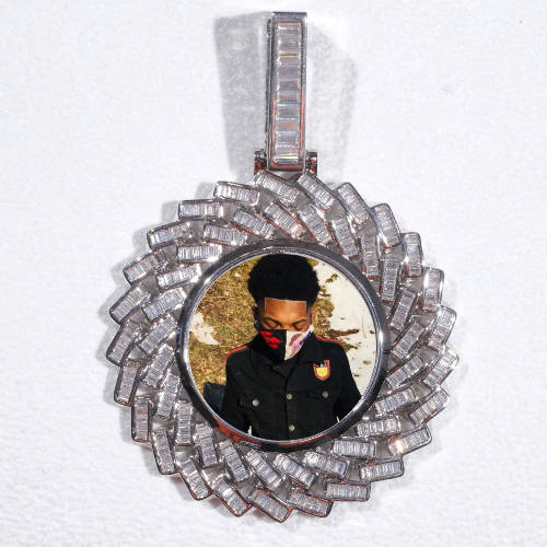 Large 3D Baguette Custom Picture Pendant