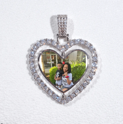 3D Spinning 2-Faced Heart Custom Picture Pendant
