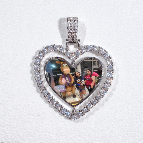 3D Spinning 2-Faced Heart Custom Picture Pendant