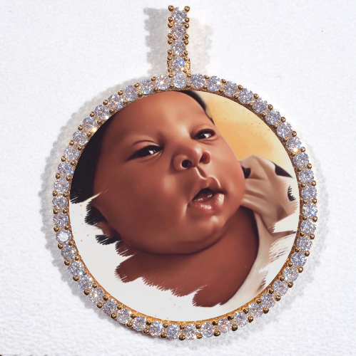 LARGE 3D CIRCLE CUSTOM PICTURE PENDANT