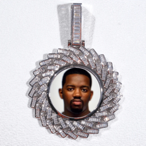 Large 3D Baguette Custom Picture Pendant