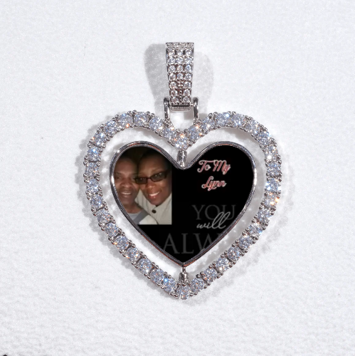 3D Spinning 2-Faced Heart Custom Picture Pendant