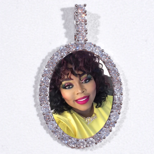 Large 3D Oval Custom Picture Pendant