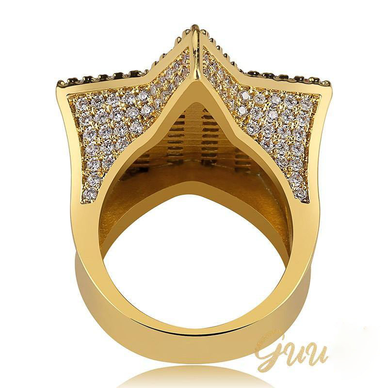 18K Gold-Plated Micro-inlay AAA CZ Pentagram Ring - The GUU Shop