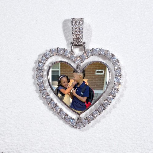 3D Spinning 2-Faced Heart Custom Picture Pendant