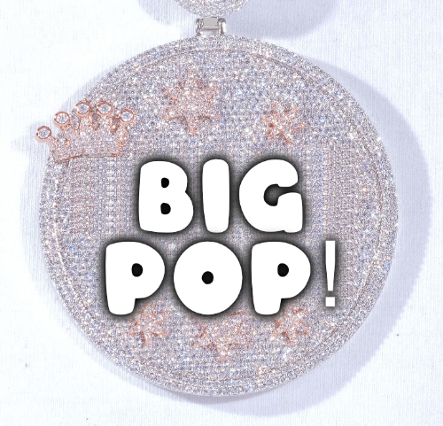 CUSTOM LETTER NECKLACE 3D BIG CROWN DISC