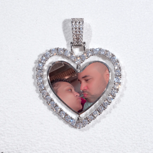 3D Spinning 2-Faced Heart Custom Picture Pendant