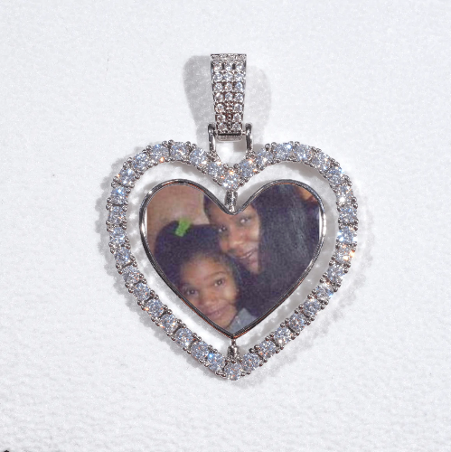 3D Spinning 2-Faced Heart Custom Picture Pendant
