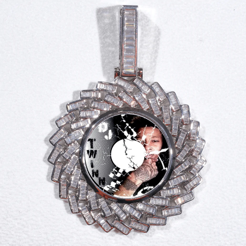 Large 3D Baguette Custom Picture Pendant