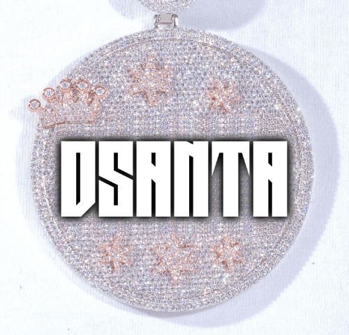 CUSTOM LETTER NECKLACE 3D BIG CROWN DISC
