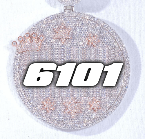 CUSTOM LETTER NECKLACE 3D BIG CROWN DISC