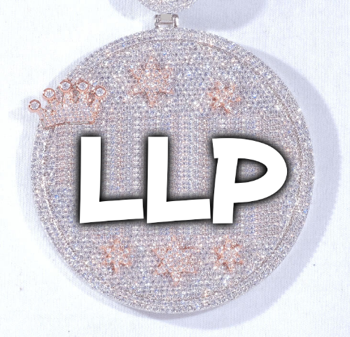 CUSTOM LETTER NECKLACE 3D BIG CROWN DISC