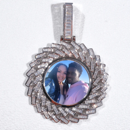 Large 3D Baguette Custom Picture Pendant