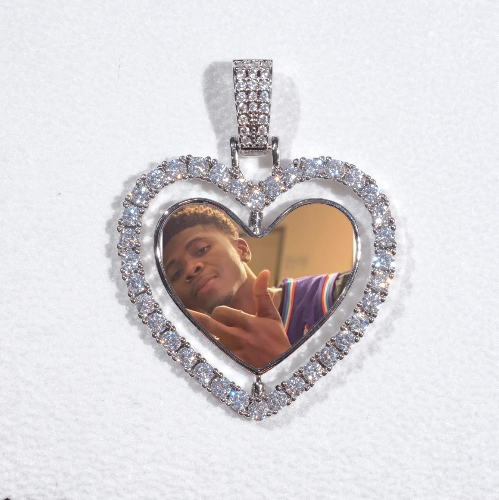 3D Spinning 2-Faced Heart Custom Picture Pendant
