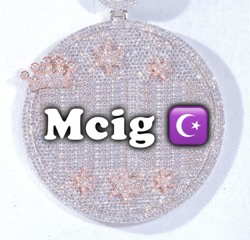 CUSTOM LETTER NECKLACE 3D BIG CROWN DISC