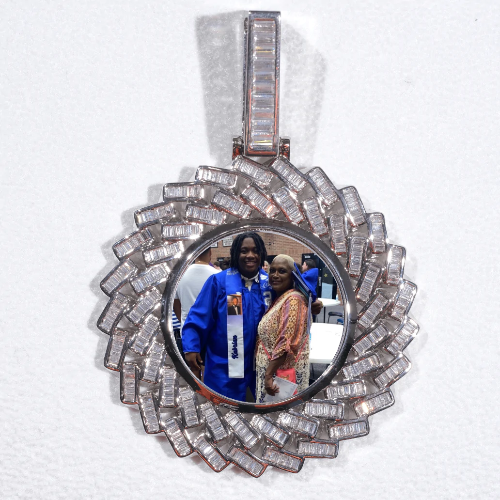 Large 3D Baguette Custom Picture Pendant