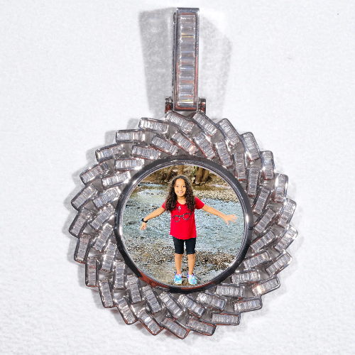 Large 3D Baguette Custom Picture Pendant