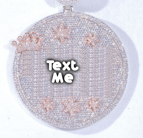 CUSTOM LETTER NECKLACE 3D BIG CROWN DISC