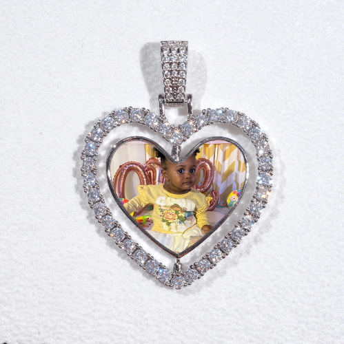 3D Spinning 2-Faced Heart Custom Picture Pendant