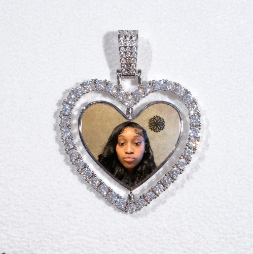 3D Spinning 2-Faced Heart Custom Picture Pendant