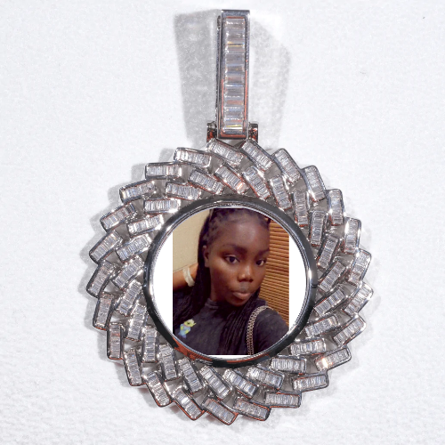 Large 3D Baguette Custom Picture Pendant