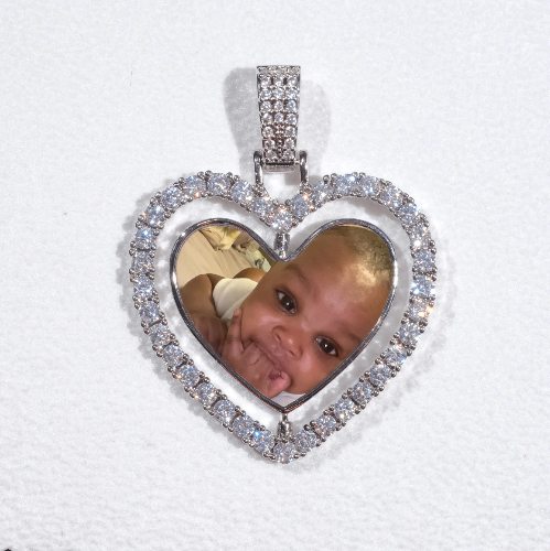3D Spinning 2-Faced Heart Custom Picture Pendant