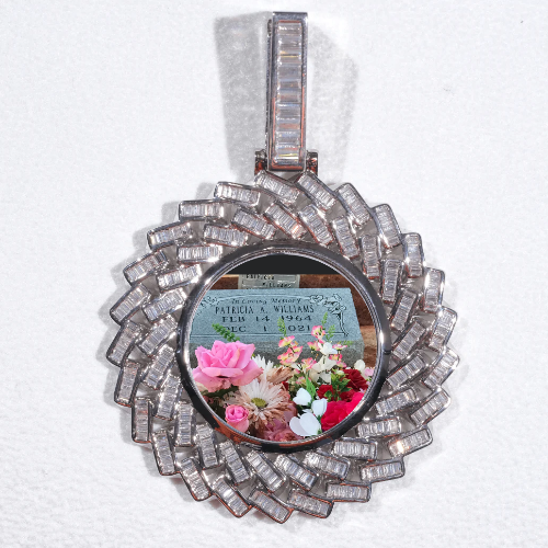 Large 3D Baguette Custom Picture Pendant