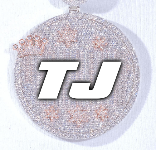CUSTOM LETTER NECKLACE 3D BIG CROWN DISC