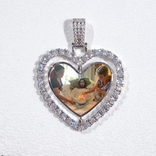 3D Spinning 2-Faced Heart Custom Picture Pendant