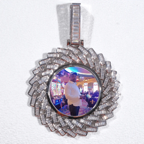 Large 3D Baguette Custom Picture Pendant