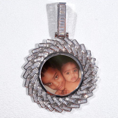 Large 3D Baguette Custom Picture Pendant