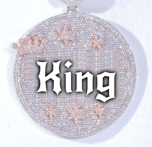 CUSTOM LETTER NECKLACE 3D BIG CROWN DISC