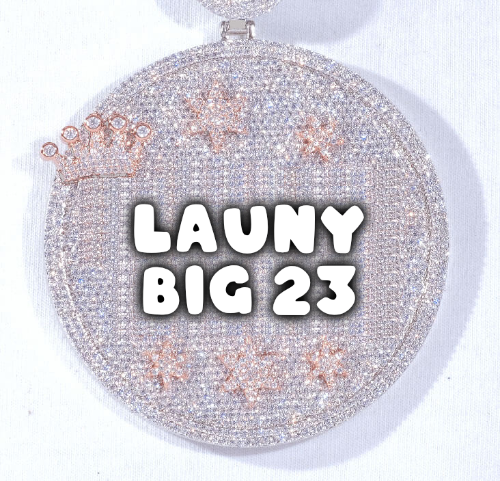 CUSTOM LETTER NECKLACE 3D BIG CROWN DISC