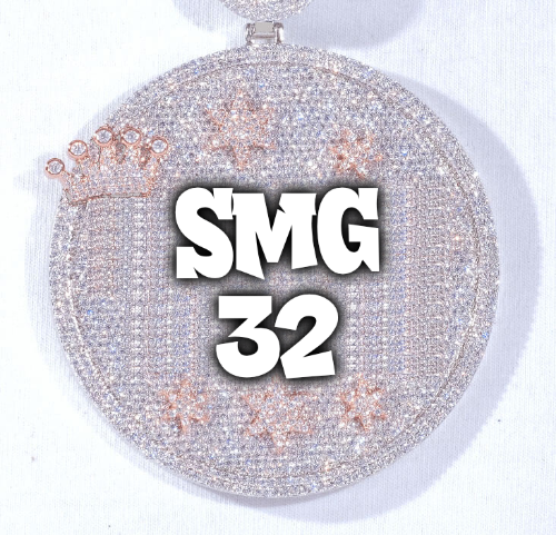 CUSTOM LETTER NECKLACE 3D BIG CROWN DISC