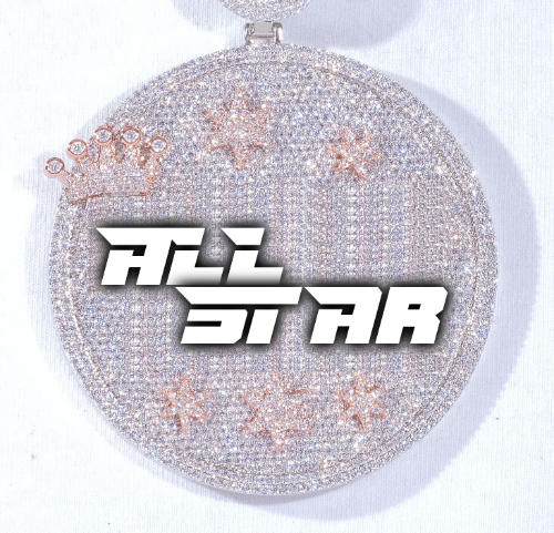 CUSTOM LETTER NECKLACE 3D BIG CROWN DISC