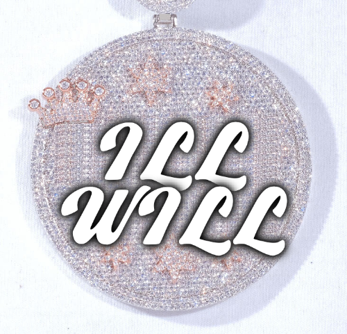 CUSTOM LETTER NECKLACE 3D BIG CROWN DISC
