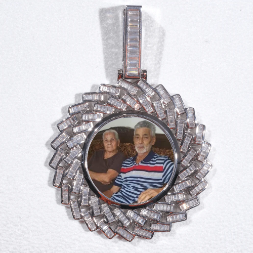Large 3D Baguette Custom Picture Pendant