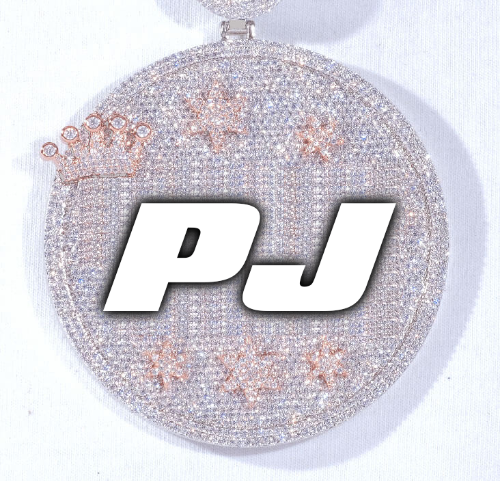 CUSTOM LETTER NECKLACE 3D BIG CROWN DISC