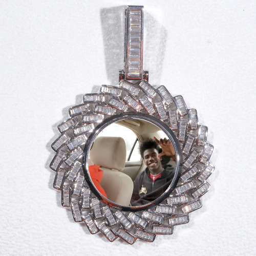 Large 3D Baguette Custom Picture Pendant