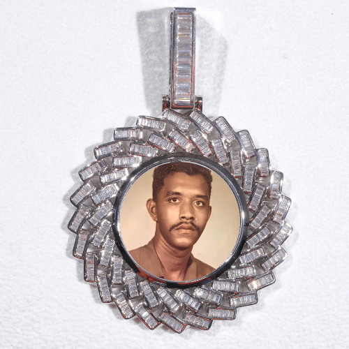 Large 3D Baguette Custom Picture Pendant