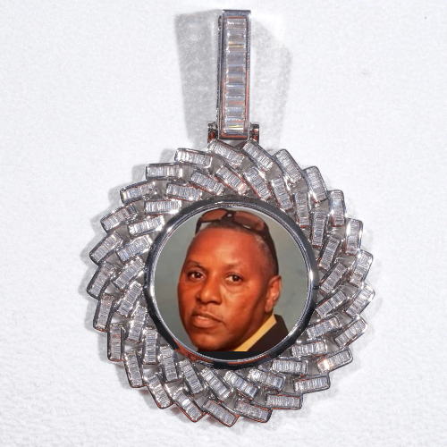 Large 3D Baguette Custom Picture Pendant