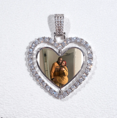 3D Spinning 2-Faced Heart Custom Picture Pendant