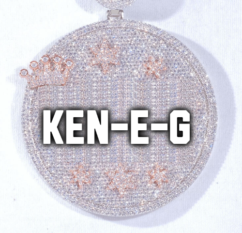 CUSTOM LETTER NECKLACE 3D BIG CROWN DISC