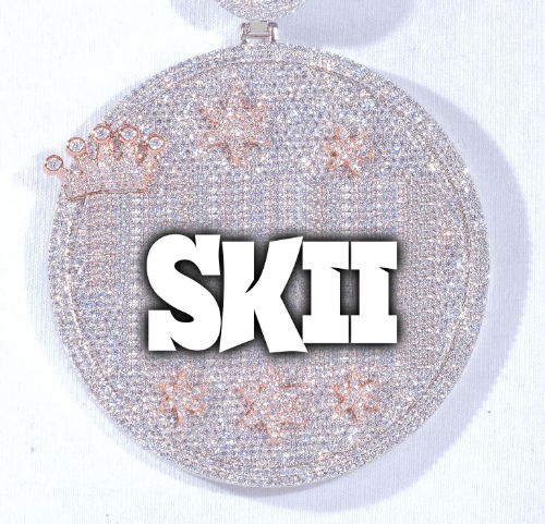 CUSTOM LETTER NECKLACE 3D BIG CROWN DISC