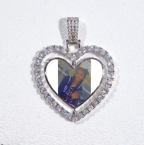 3D Spinning 2-Faced Heart Custom Picture Pendant