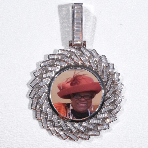 Large 3D Baguette Custom Picture Pendant