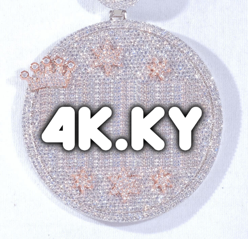 CUSTOM LETTER NECKLACE 3D BIG CROWN DISC