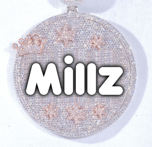 CUSTOM LETTER NECKLACE 3D BIG CROWN DISC