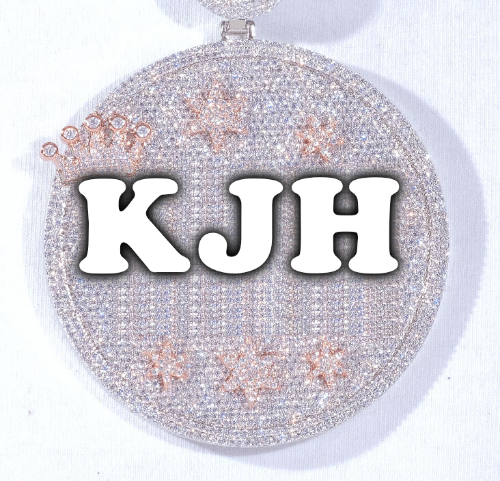 CUSTOM LETTER NECKLACE 3D BIG CROWN DISC