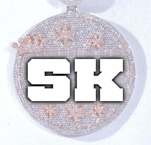 CUSTOM LETTER NECKLACE 3D BIG CROWN DISC